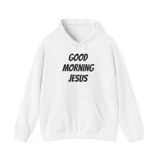 Unisex Heavy Blend™ Hooded Sweatshirt - Black Writing - GOOD MORNING JESUS