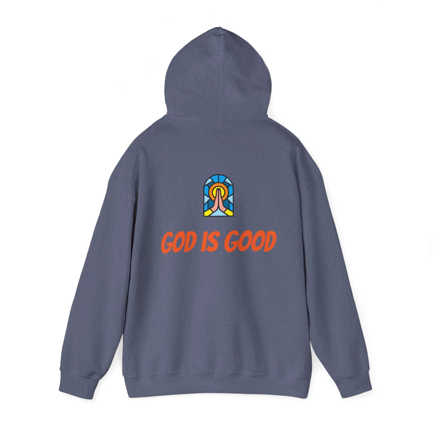 Unisex Heavy Blend™ Hooded Sweatshirt - Orange Writing - GOOD MORNING JESUS