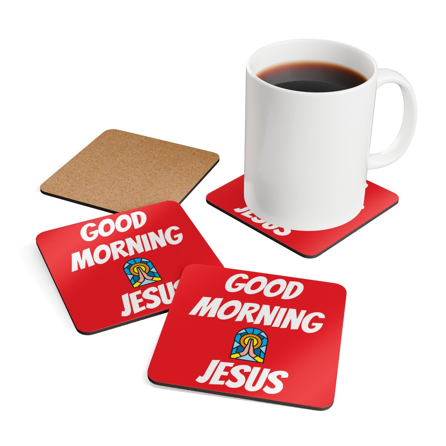 Corkwood Coaster Set - RED