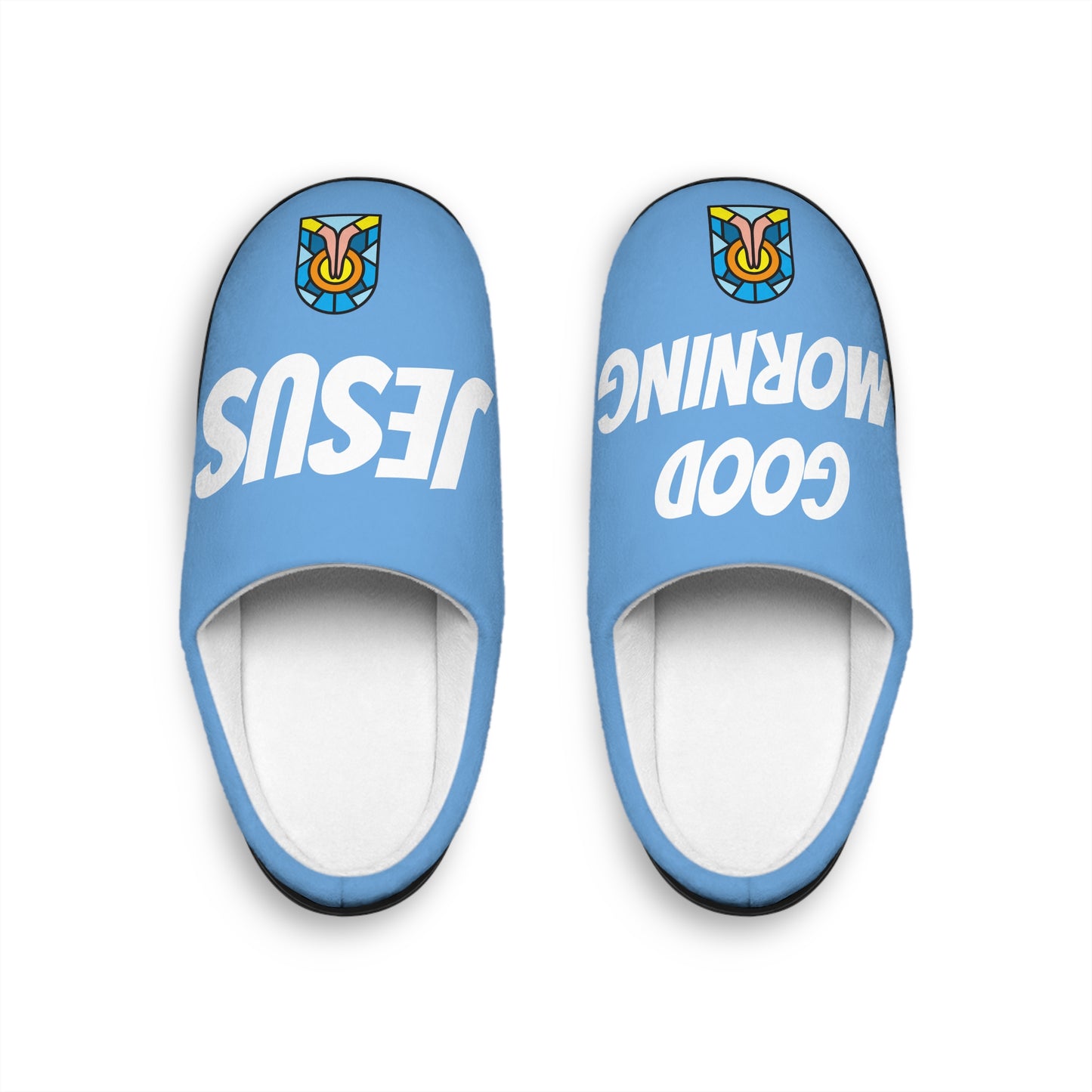 Men's Indoor Slippers - GOOD MORNING JESUS - BABY BLUE