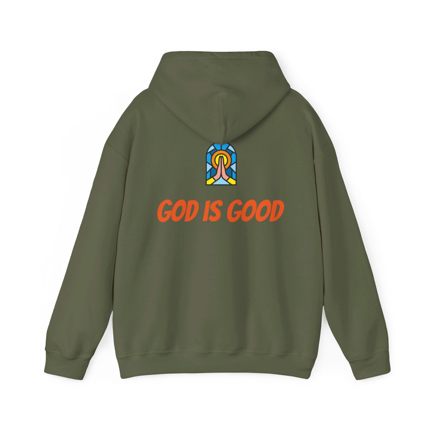 Unisex Heavy Blend™ Hooded Sweatshirt - Orange Writing - GOOD MORNING JESUS