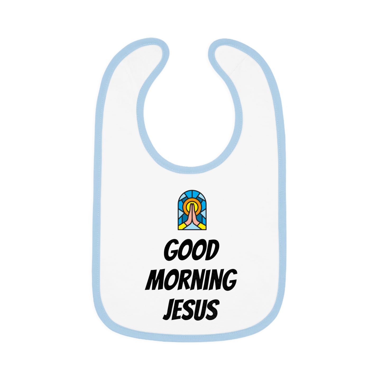 Baby Contrast Trim Jersey Bib - GOOD MORNING JESUS