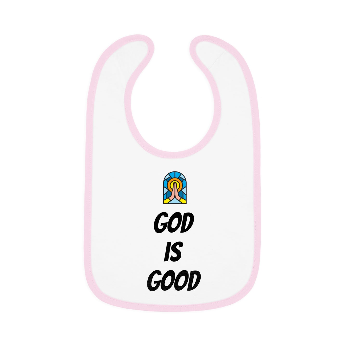 Baby Contrast Trim Jersey Bib - GOD IS GOOD