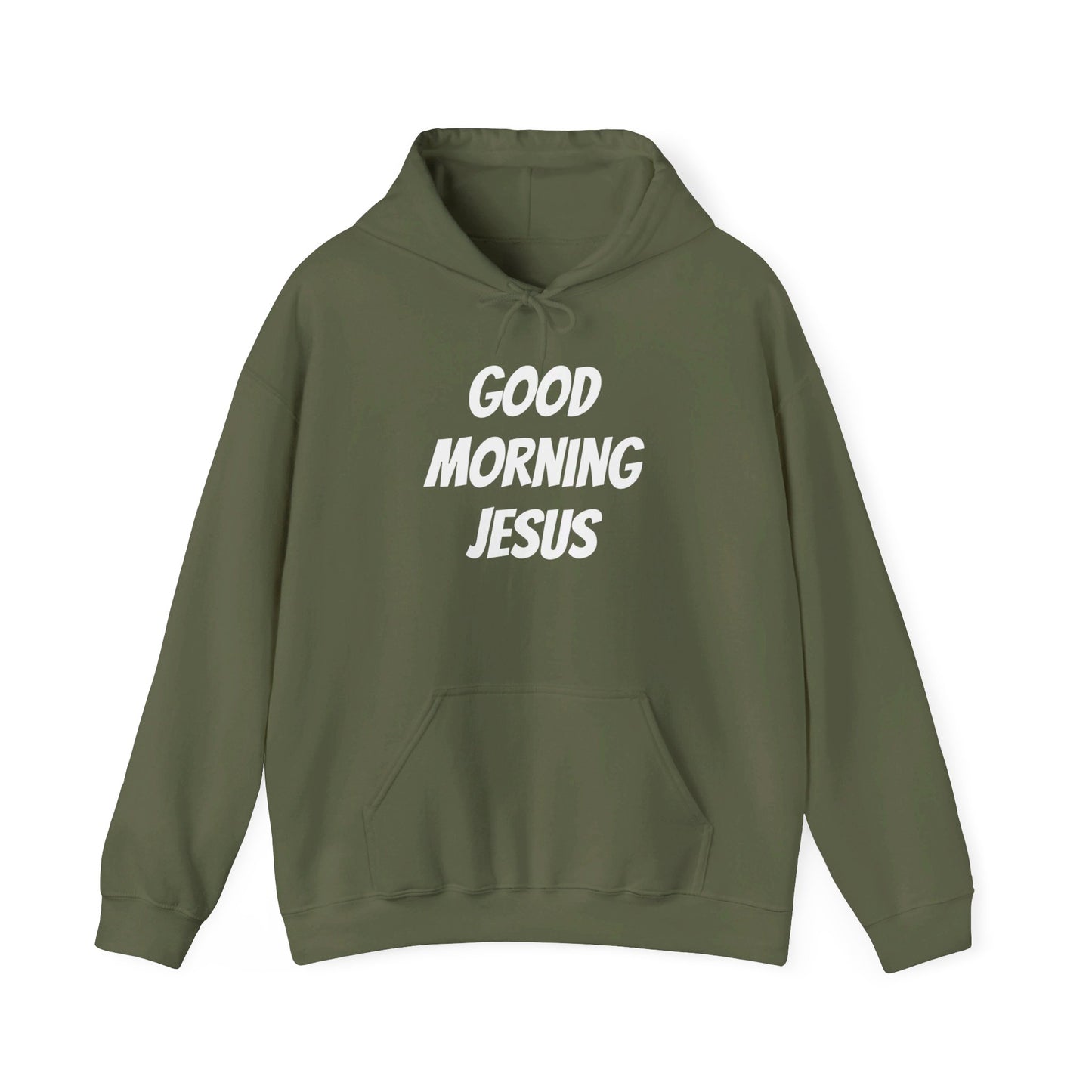 Unisex Heavy Blend™ Hooded Sweatshirt - Black Writing - GOOD MORNING JESUS