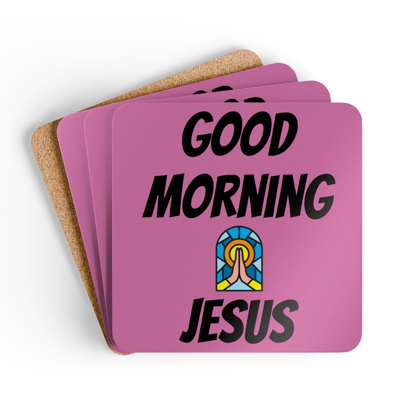 Corkwood Coaster Set - PINK