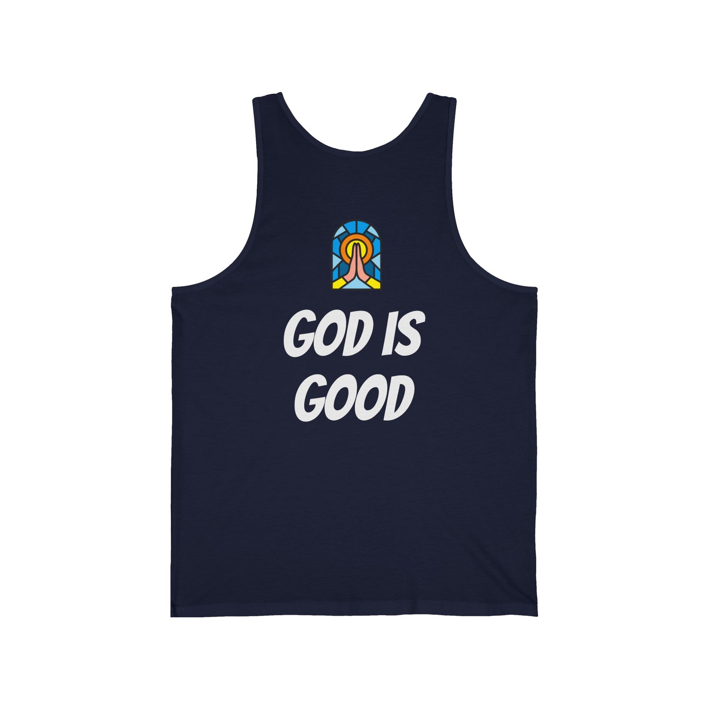 Unisex Jersey Tank - White Writing - GOOD MORNING JESUS