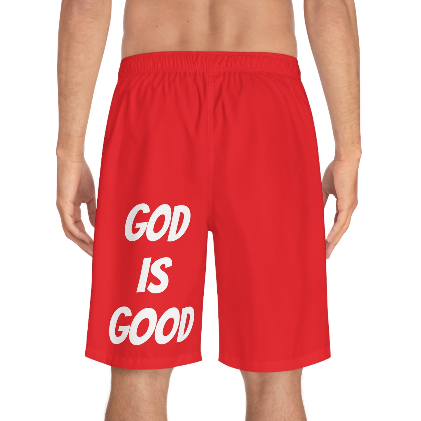 Men's Board Shorts (AOP) - GOOD MORNING JESUS - RED