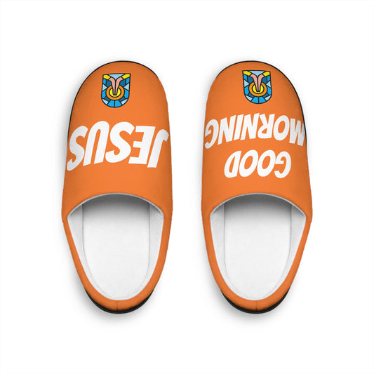 Men's Indoor Slippers - GOOD MORNING JESUS - ORANGE