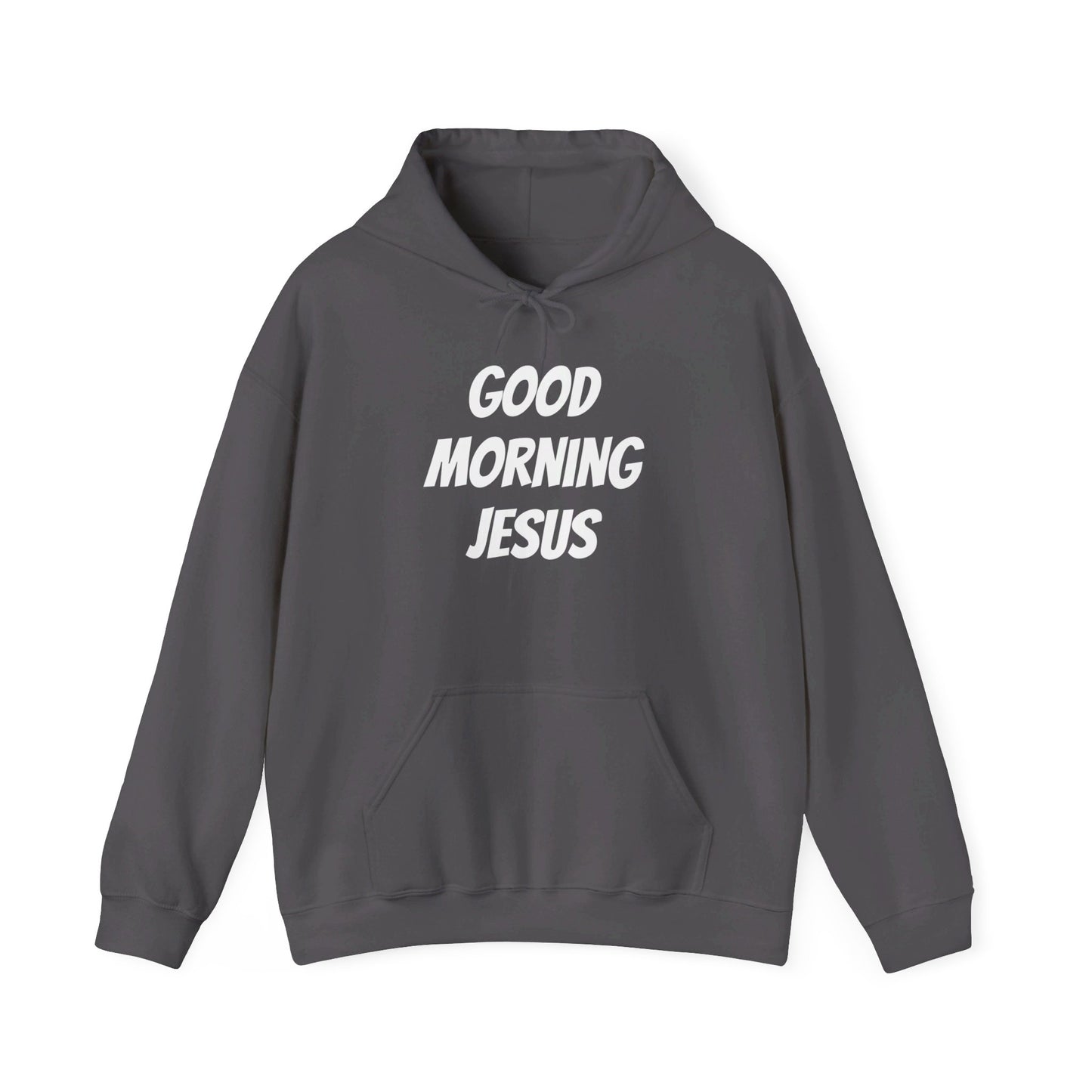 Unisex Heavy Blend™ Hooded Sweatshirt - Black Writing - GOOD MORNING JESUS