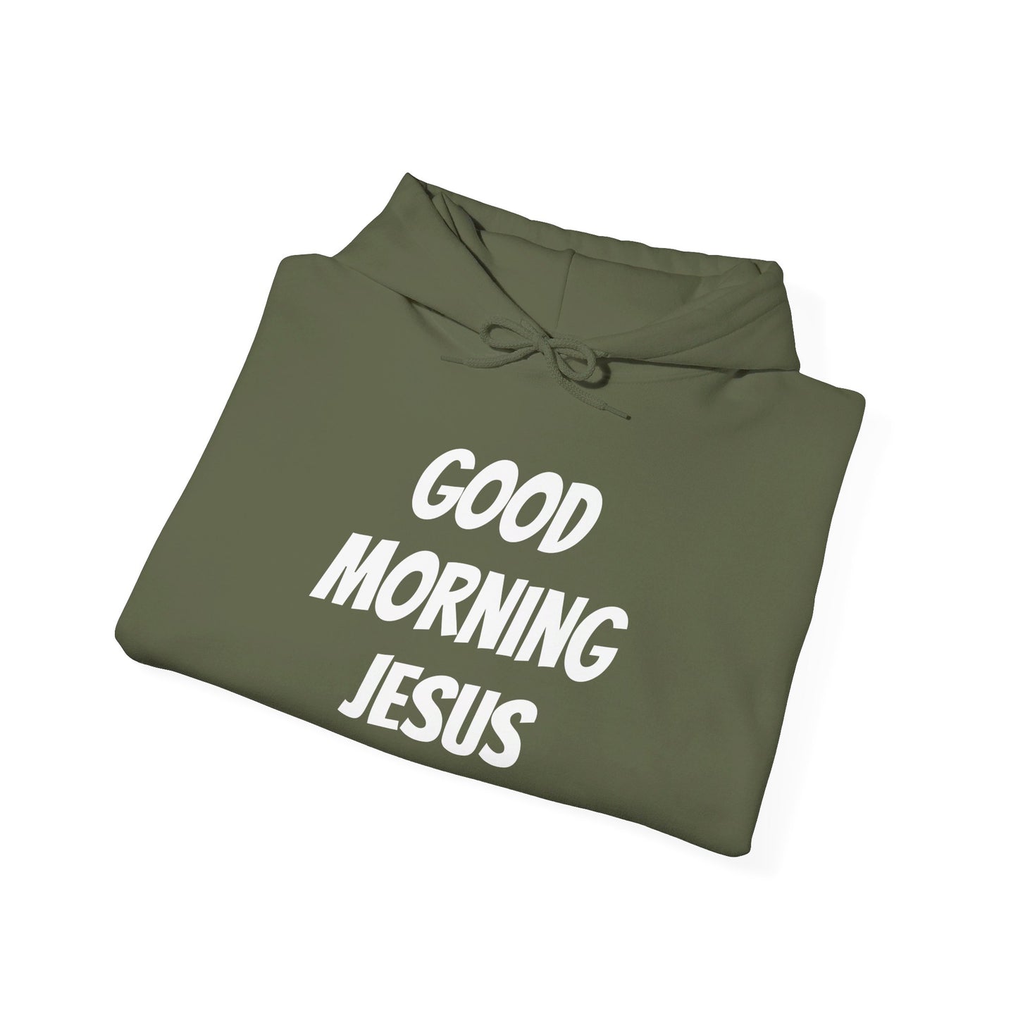 Unisex Heavy Blend™ Hooded Sweatshirt - Black Writing - GOOD MORNING JESUS