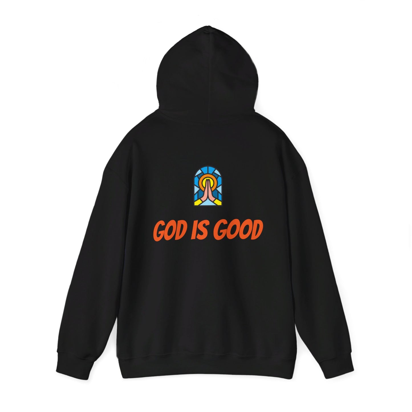 Unisex Heavy Blend™ Hooded Sweatshirt - Orange Writing - GOOD MORNING JESUS